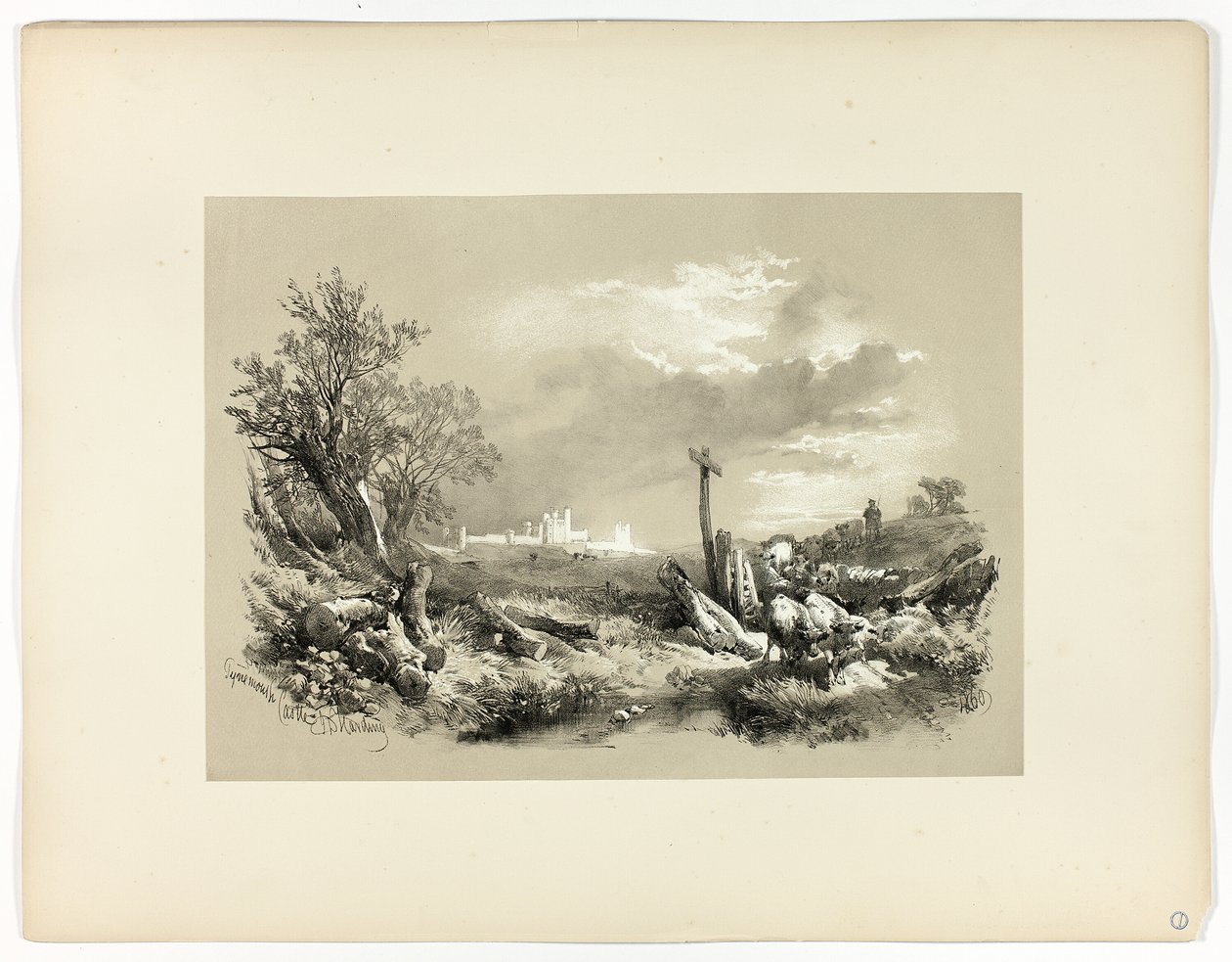 Tynemouth Castle, fra Picturesque Selections av James Duffield Harding