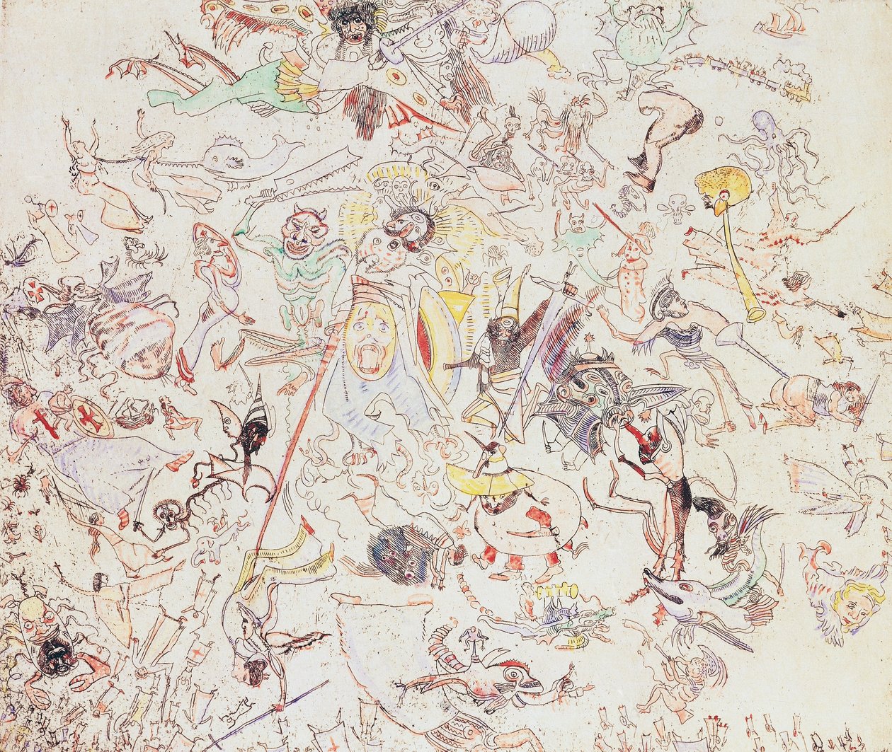 Djevler som slår engler og erkeengler av James Ensor