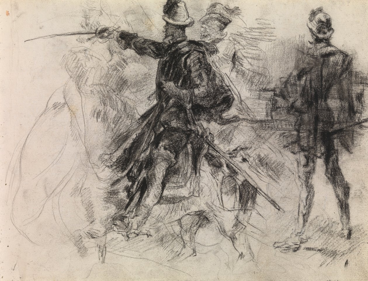 Don Quijote (svart kritt på papir) av James Ensor