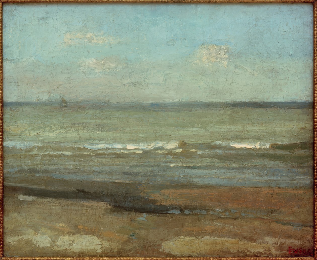 Grått sjølandskap av James Sidney Ensor