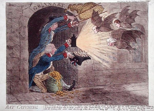 Flaggermusfangst av James Gillray
