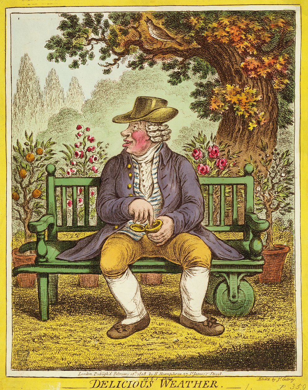 Deilig vær, utgitt av Hannah Humphrey, 1808 av James Gillray