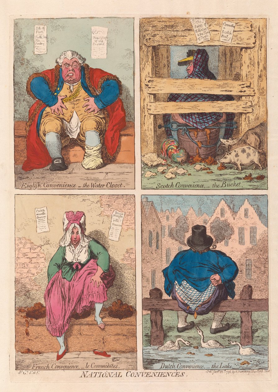 Nasjonale bekvemmeligheter, pub. 1796 (håndfarget gravering) av James Gillray
