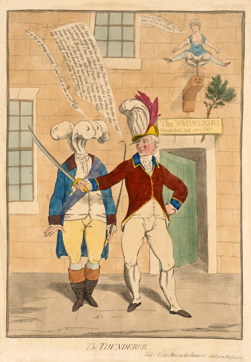 The Thunderer, pub. 1782 (håndfarget gravering) av James Gillray