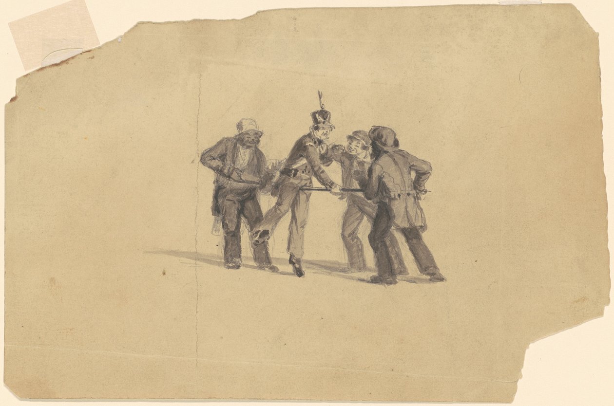 Studie for "Militia Training" [recto] av James Goodwyn Clonney