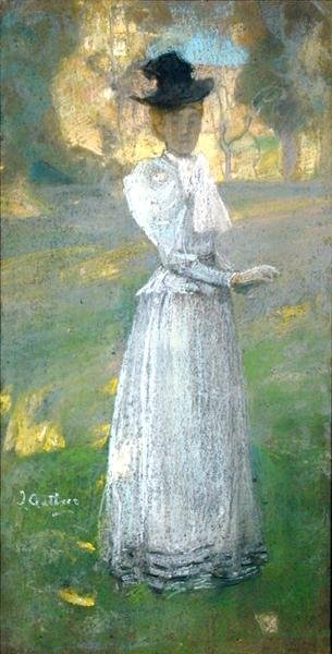 The Morning Walk (pastell på papir) av James Guthrie