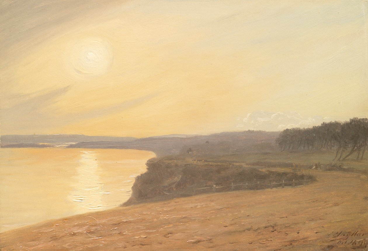 Solnedgang, nær Bournemouth, 1899 (olje på kort) av James Hayllar