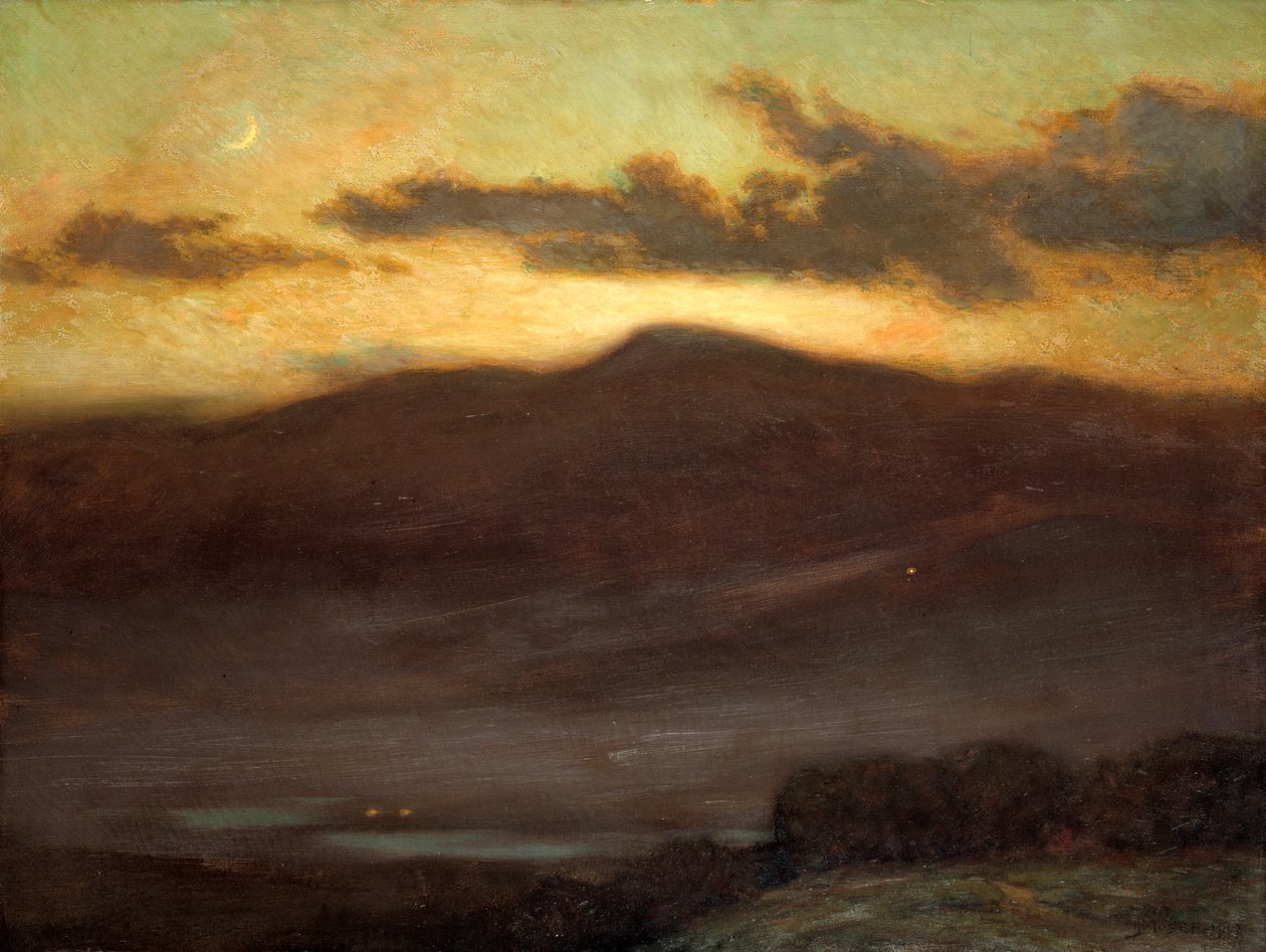 Solnedgang, Mount McIntyre, 1907. av James Henry Moser