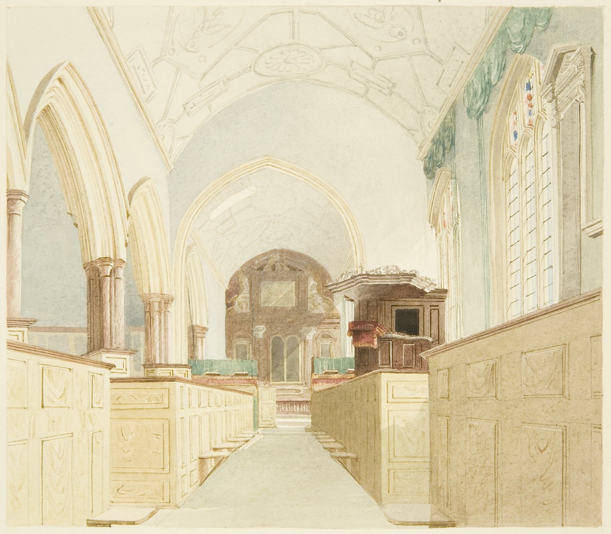Interiør av St Mary-le-Port kirke av James Johnson