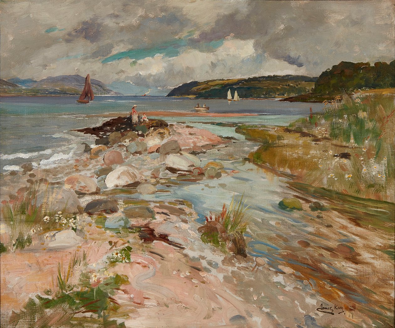 Shore Near Inverkip (olje på lerret) av James Kay