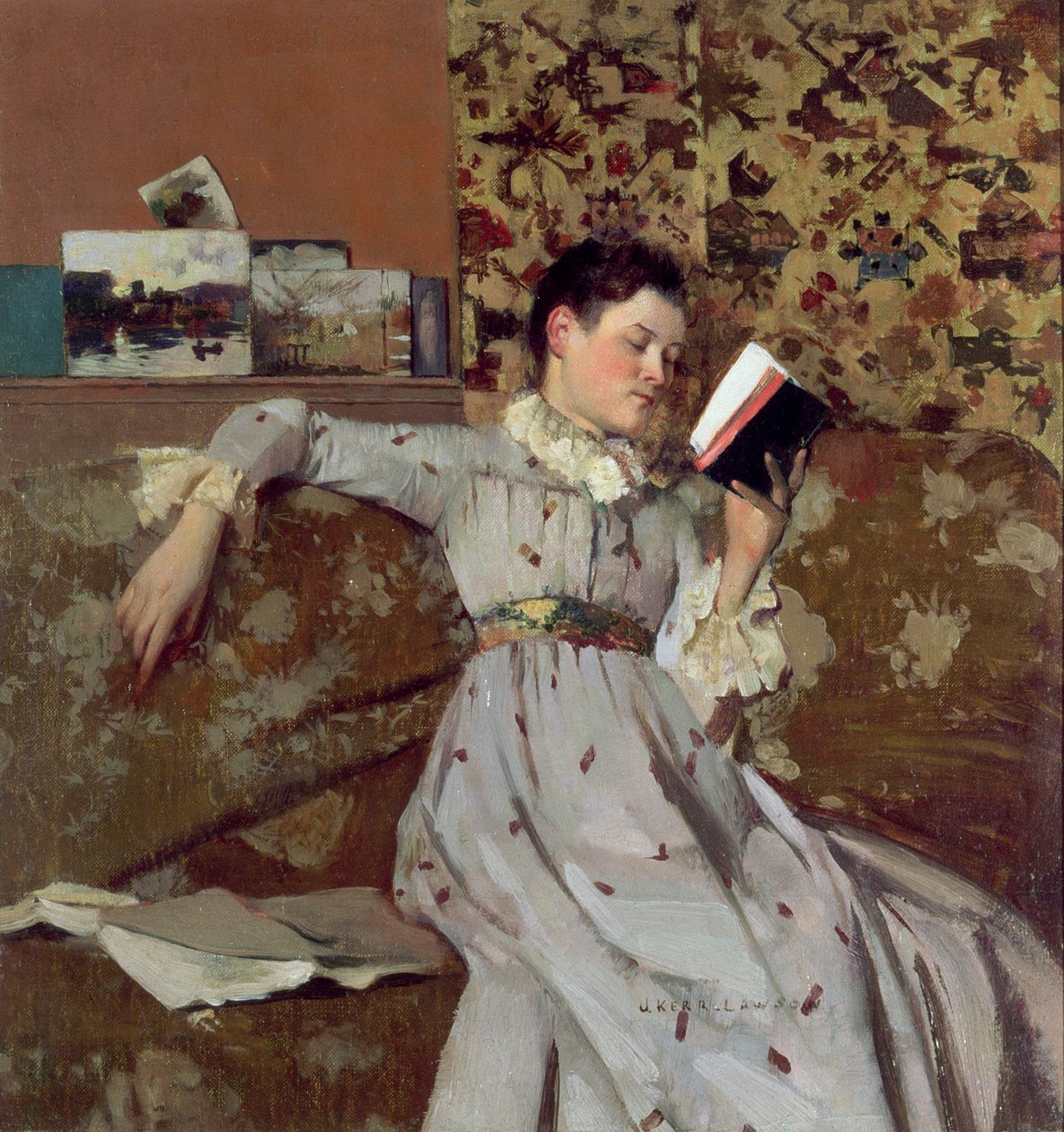 Caterina leser en bok, ca. 1888 av James Kerr Lawson