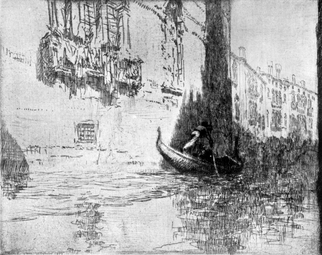 The Passing Gondola, 1926. av James McBey