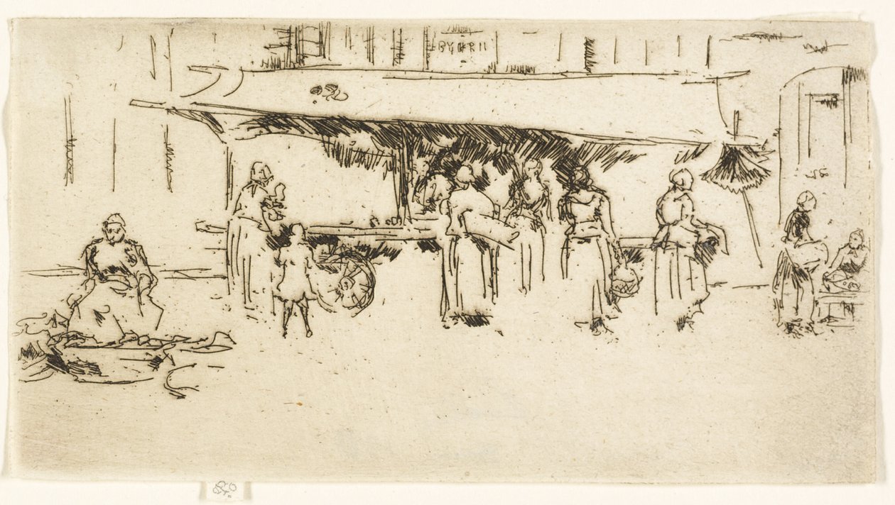 Stand, Market Place, Loches av James Abbott McNeill Whistler