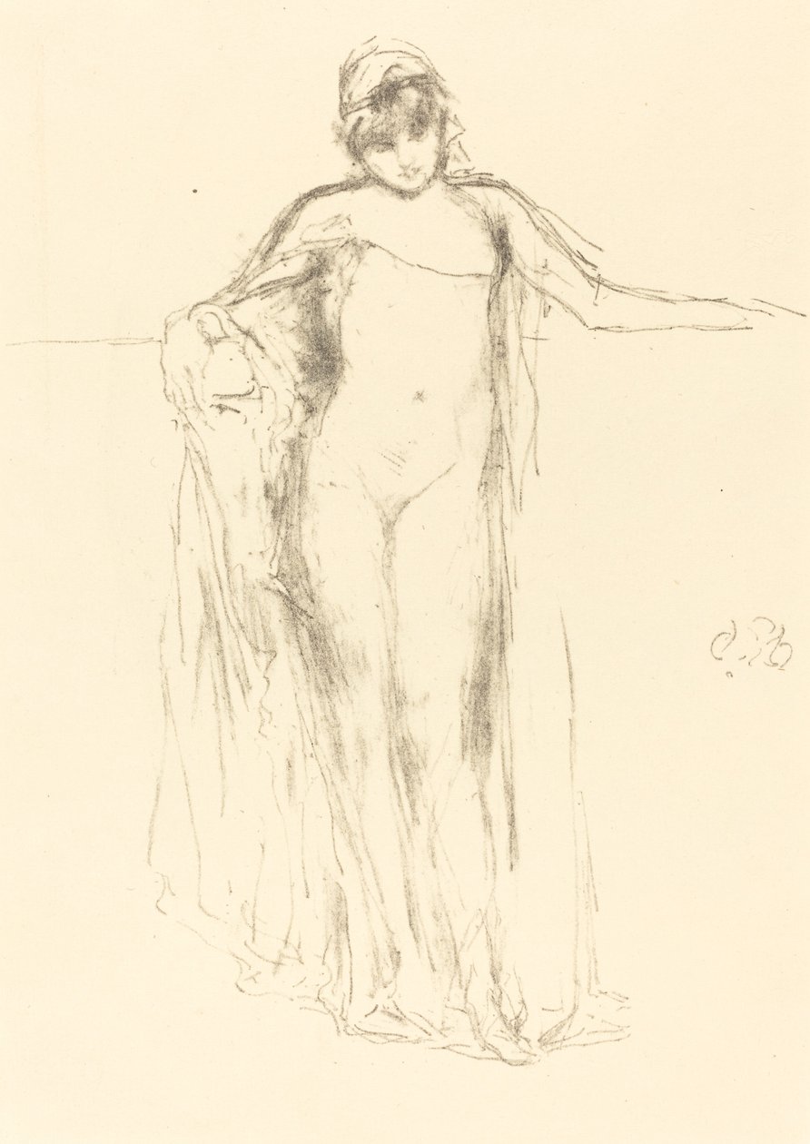 Drapert modell, stående av James Abbott McNeill Whistler