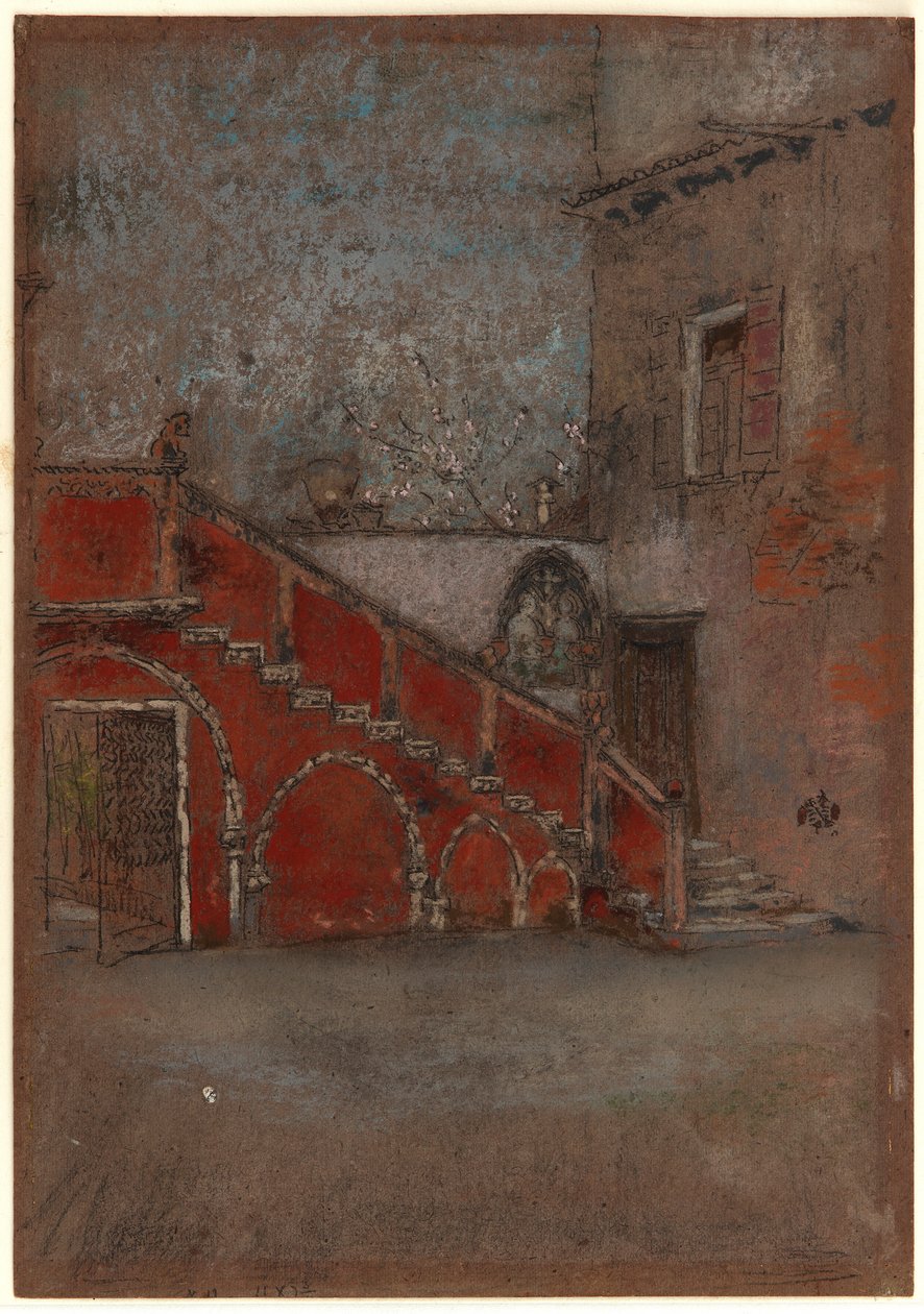 The Staircase: Note i rødt av James Abbott McNeill Whistler
