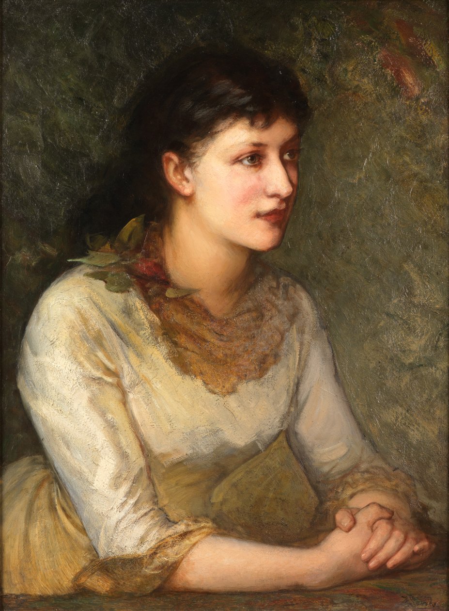En elegant ung kvinne (olje på lerret) av James Sant