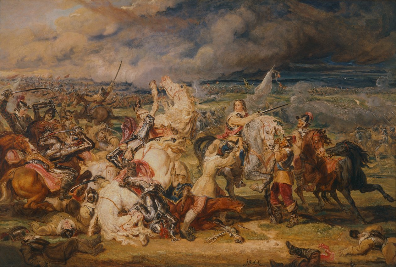 Studie for slaget nær Boston av James Ward