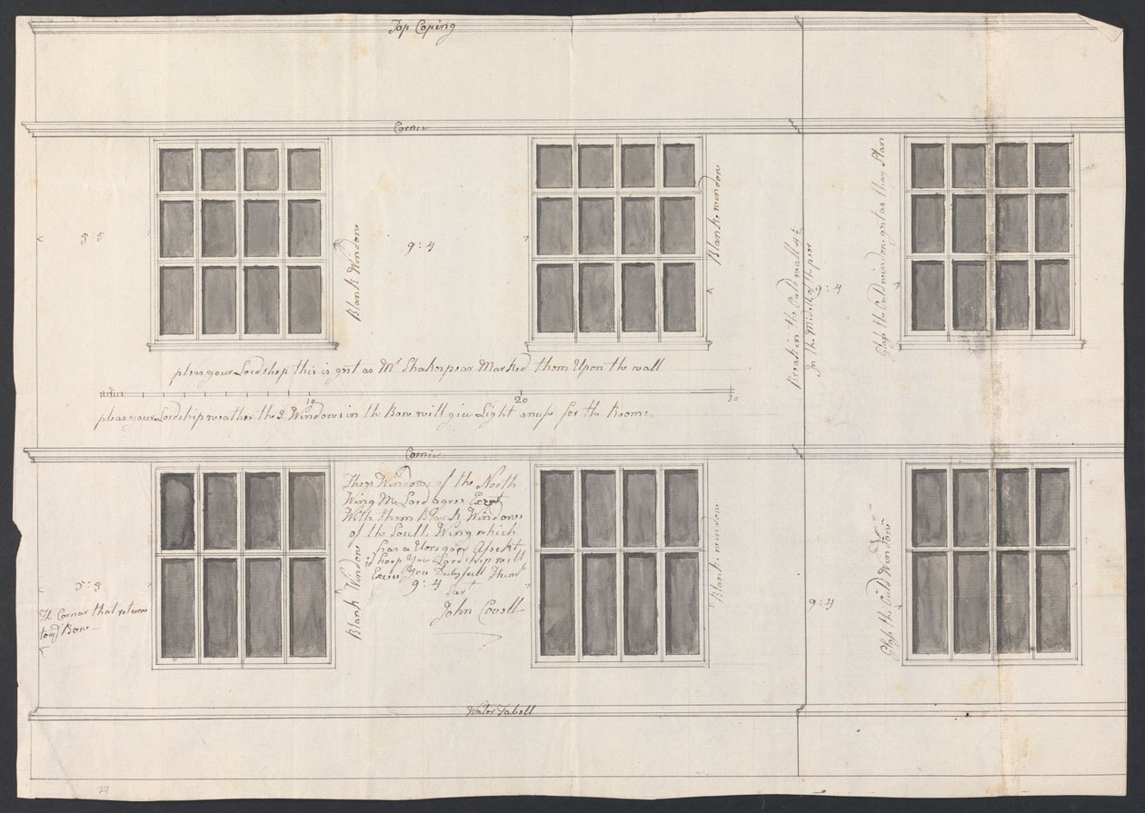 Cobham Hall, Kent: Design for Windows av James Wyatt