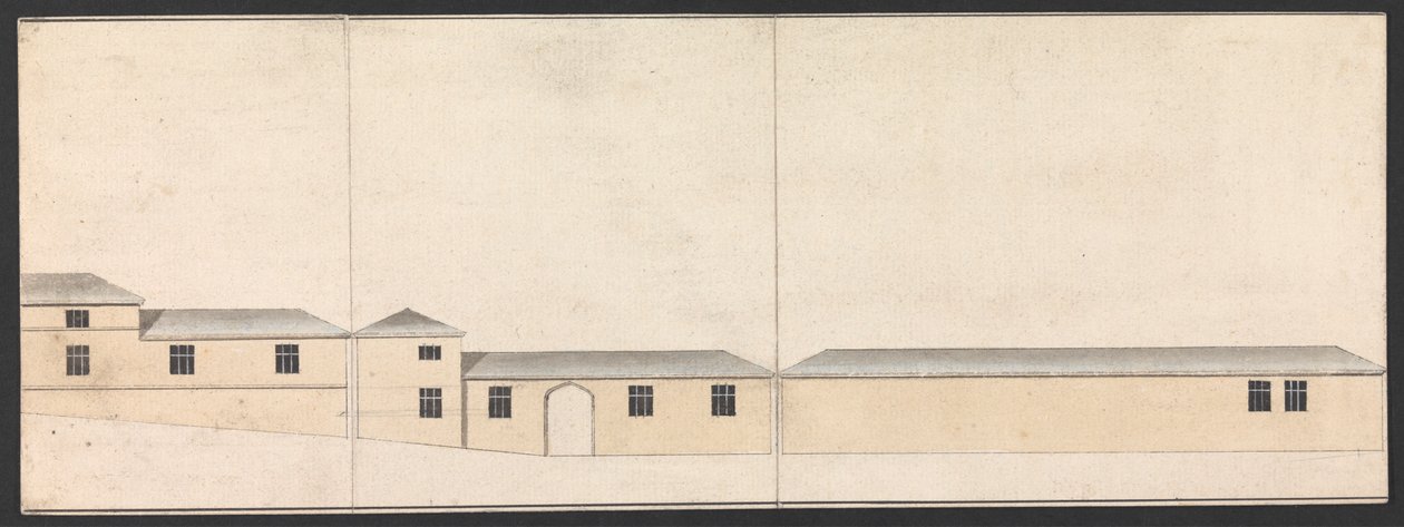 Cobham Hall, Kent: Elevation of Stables av James Wyatt