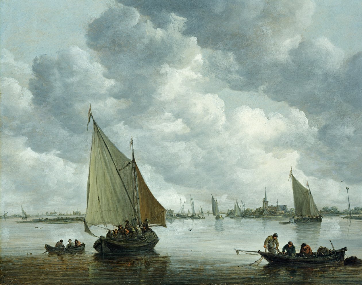 Fiskebåt i en elvemunning, 1655 av Jan Josephsz van Goyen