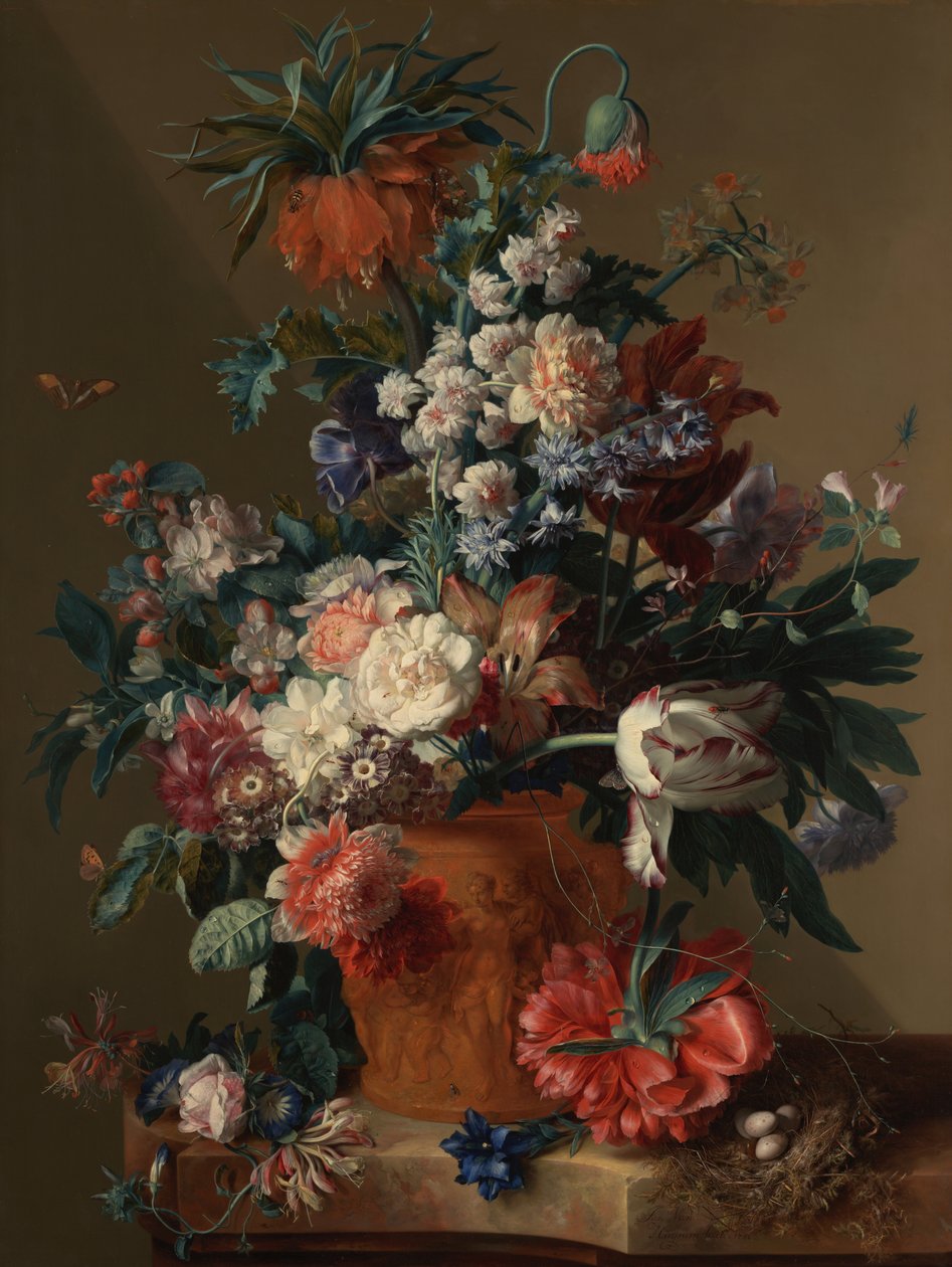 Vase med blomster av Jan van Huysum