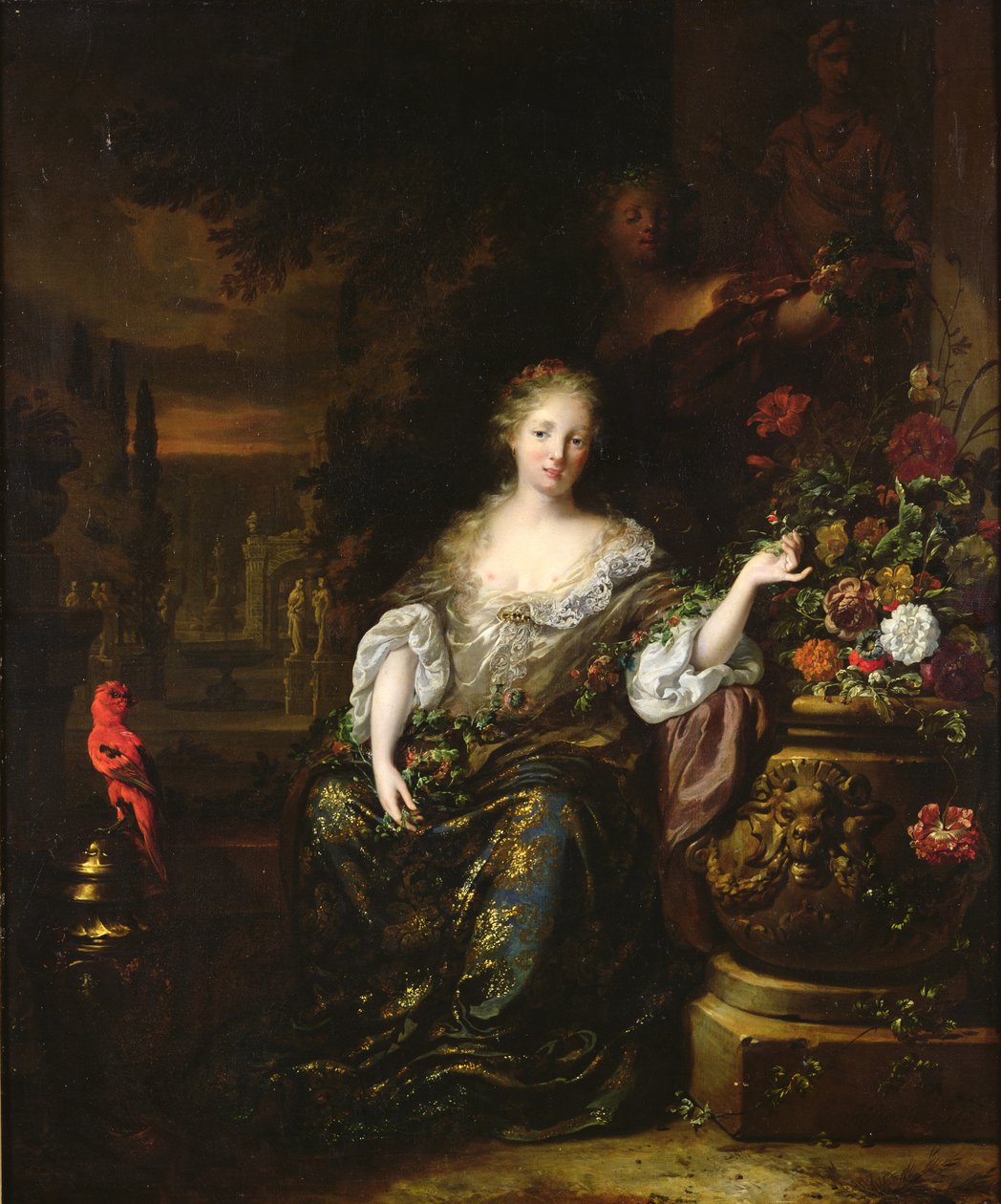 Kvinne sitter i en park, 1688 av Jan Baptist Weenix
