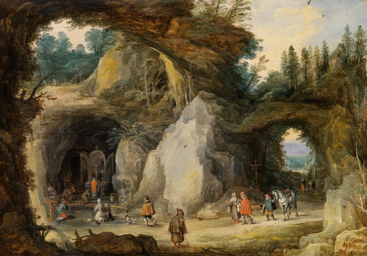 En eremitt før en grotte av Jan the Elder Brueghel