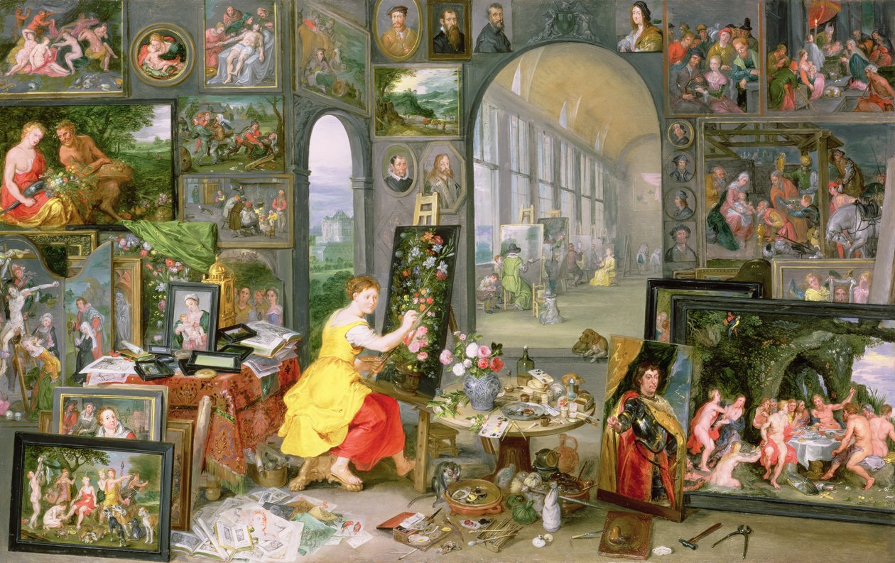 Allegory of Painting (olje på kobber) av Jan the Elder Brueghel