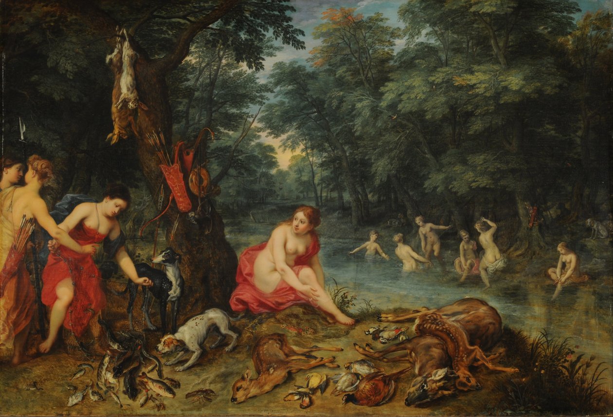 Nymphs Bath (Dianas nymfer kommer tilbake fra fiske) av Jan the Elder Brueghel