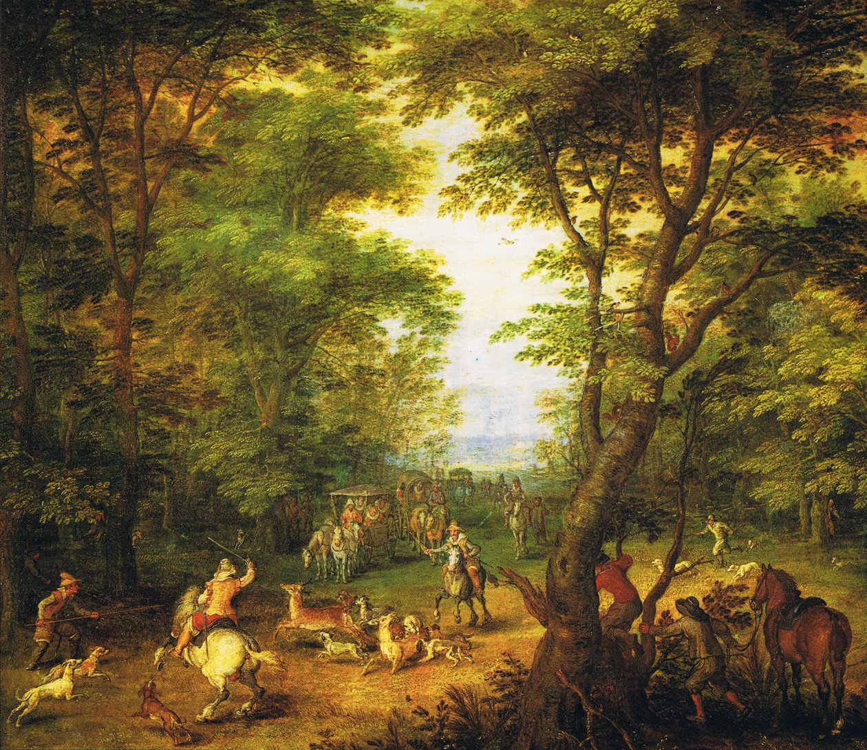 Rådyrjakt i skogen av Jan the Elder Brueghel