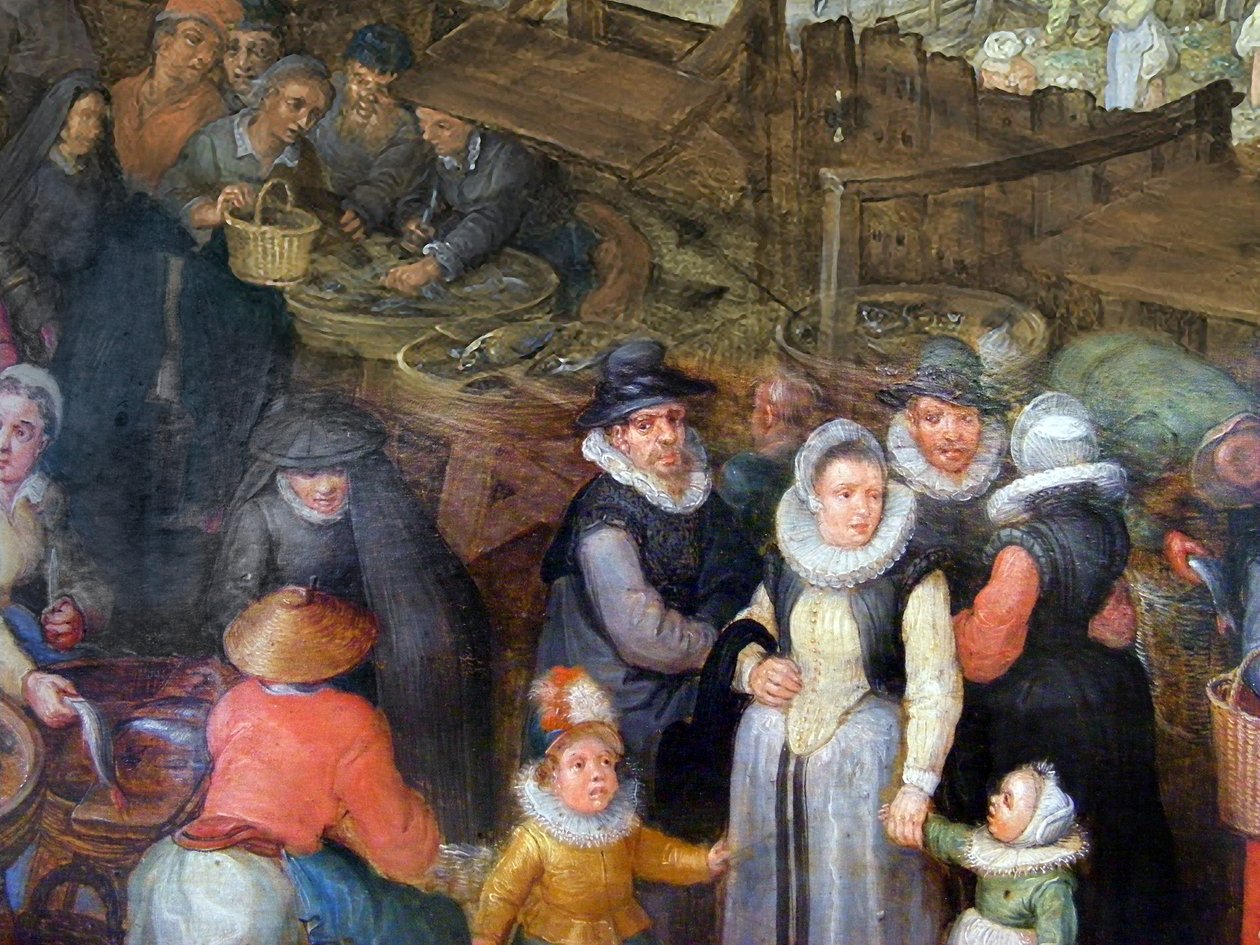 Flott fiskemarked av Jan the Elder Brueghel