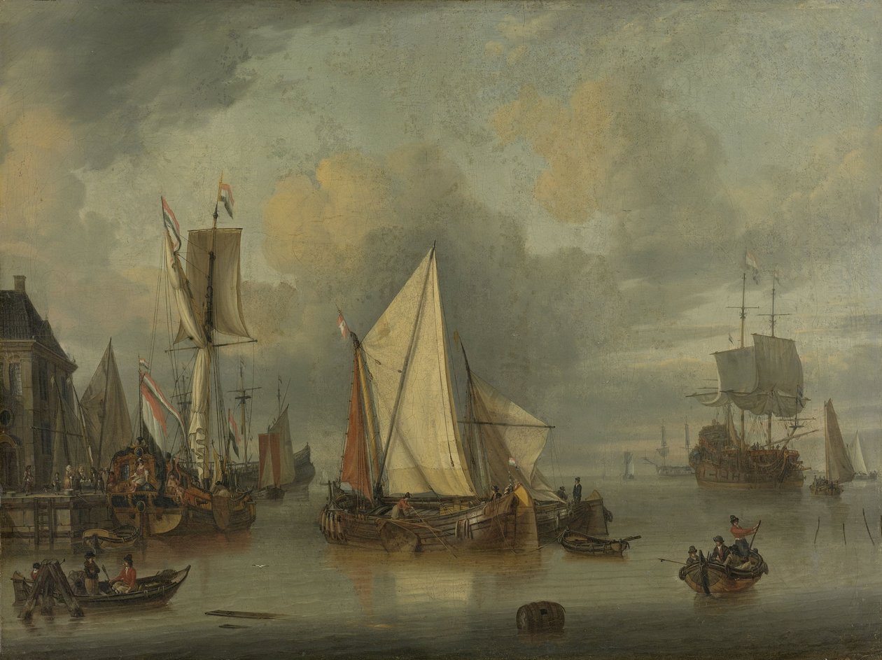 Skip i havna i stille vær av Jan Claesz Rietschoof