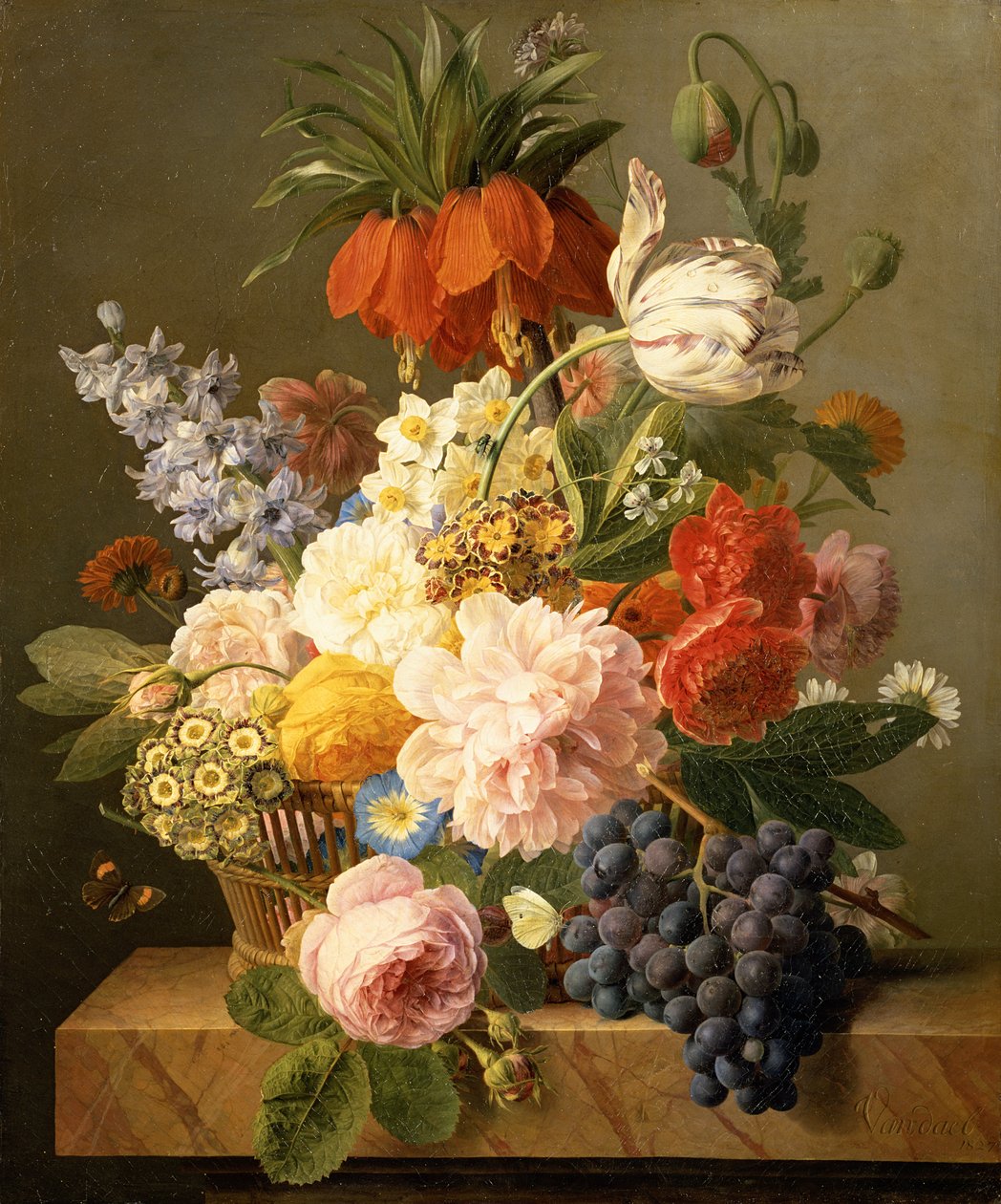 Stilleben med blomster og frukt, 1827 av Jan Frans van Dael