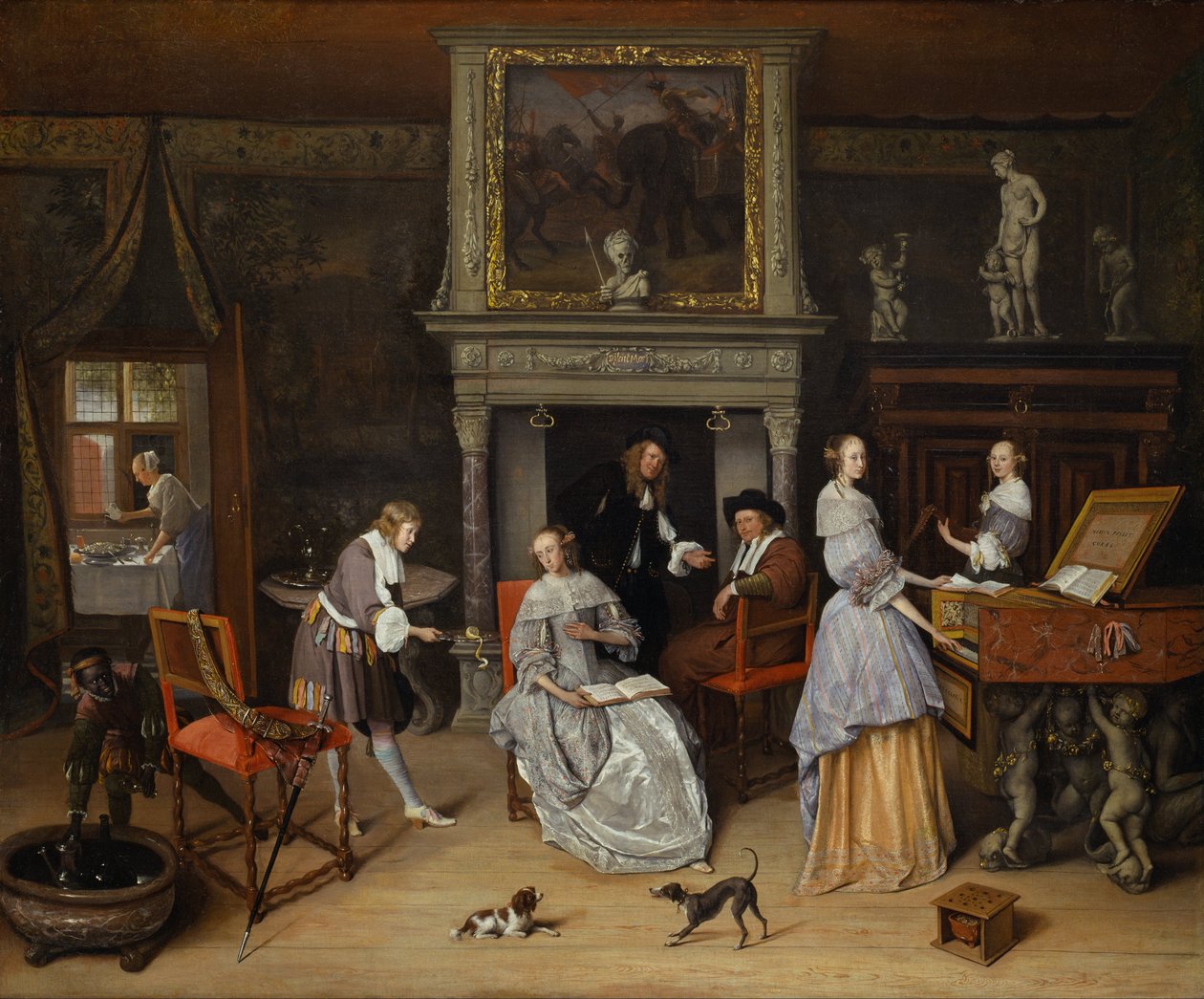 Fantasy Interior med Jan Steen og familien til Gerrit Schouten av Jan Havickszoon Steen