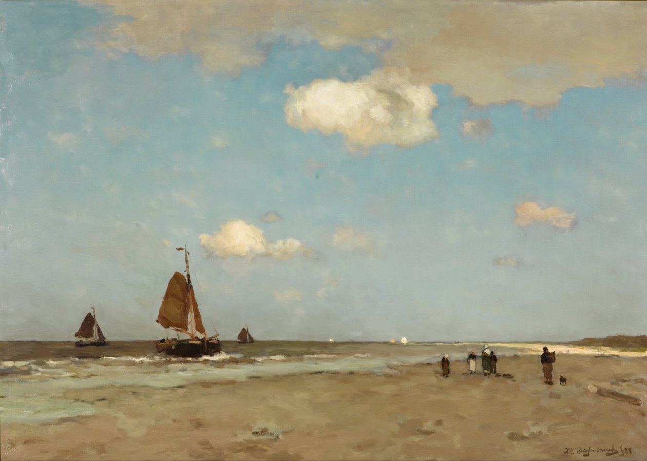 Strandscene av Jan Hendrik Weissenbruch