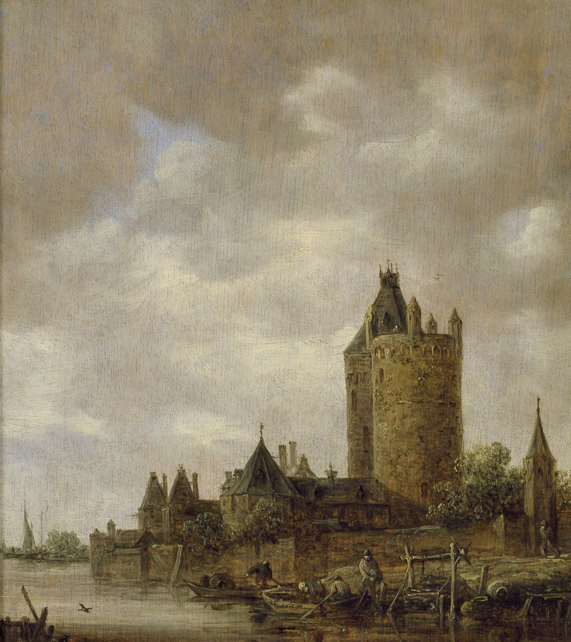 Et slott ved en elv, 1647 (olje på eikepanel) av Jan Josephsz van Goyen