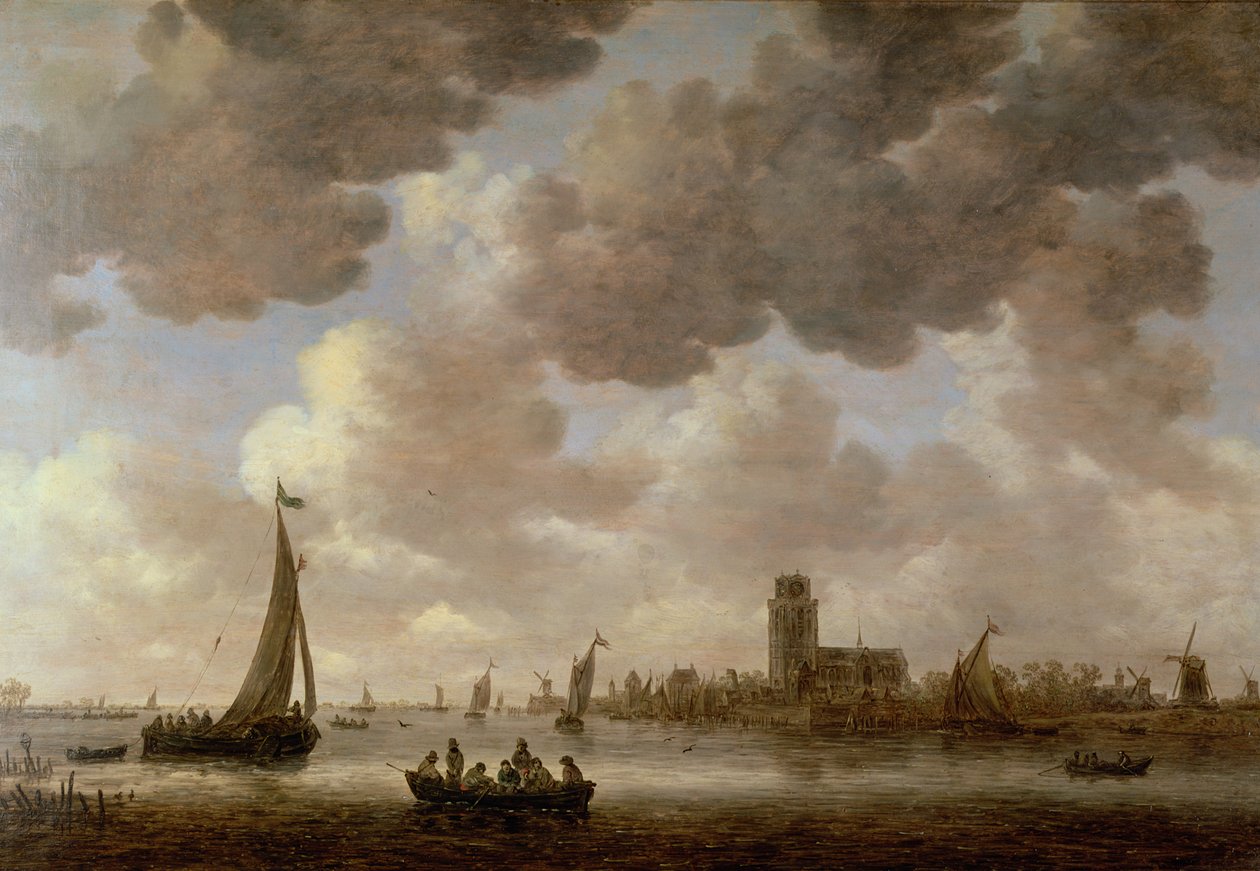 Utsikt over Dordrecht nedstrøms fra Grote Kerk, 1647 av Jan Josephsz van Goyen