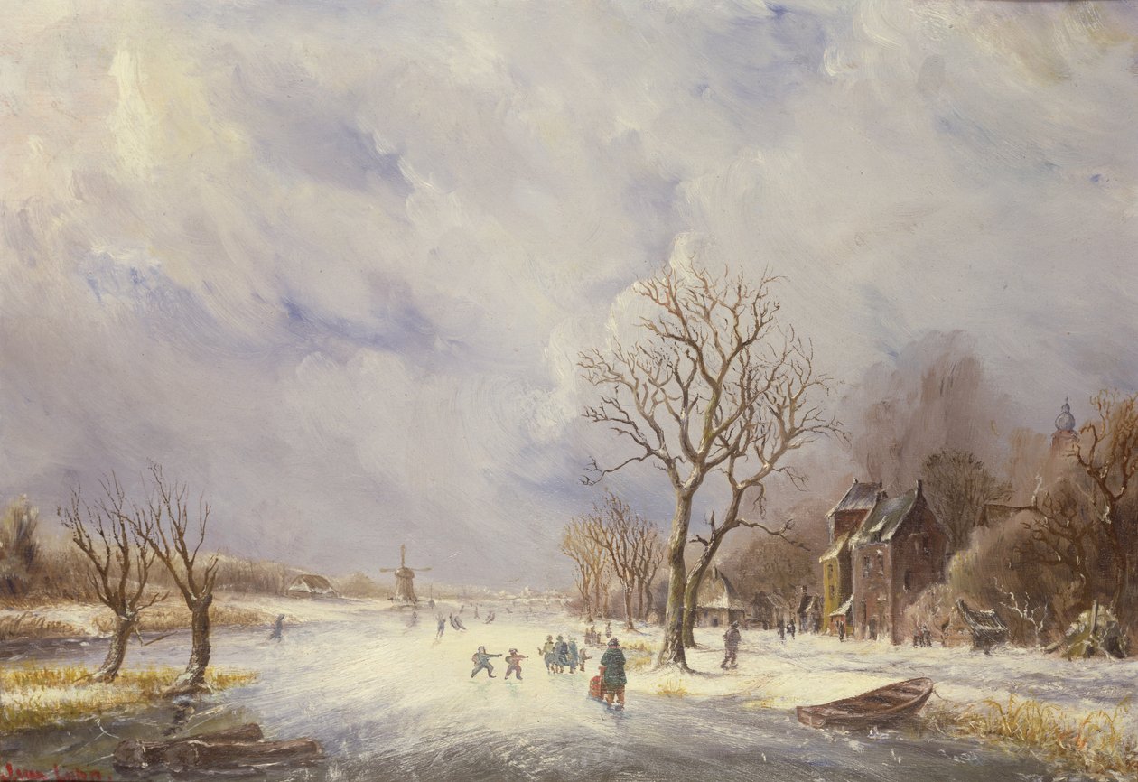 Vinterkanalscene, 1800-tallet av Jan Lynn
