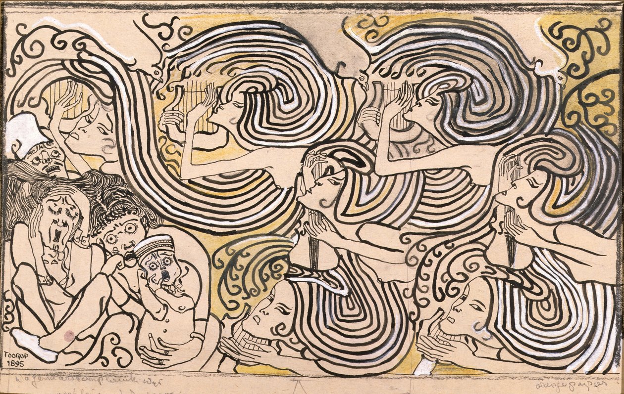 Forlis, 1895 (blekk og farget kritt på papir) av Jan Toorop