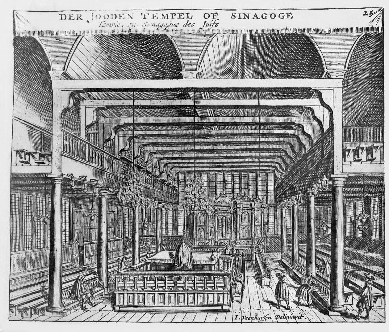 Interiør i en jødisk synagoge av Jan Veenhuysen