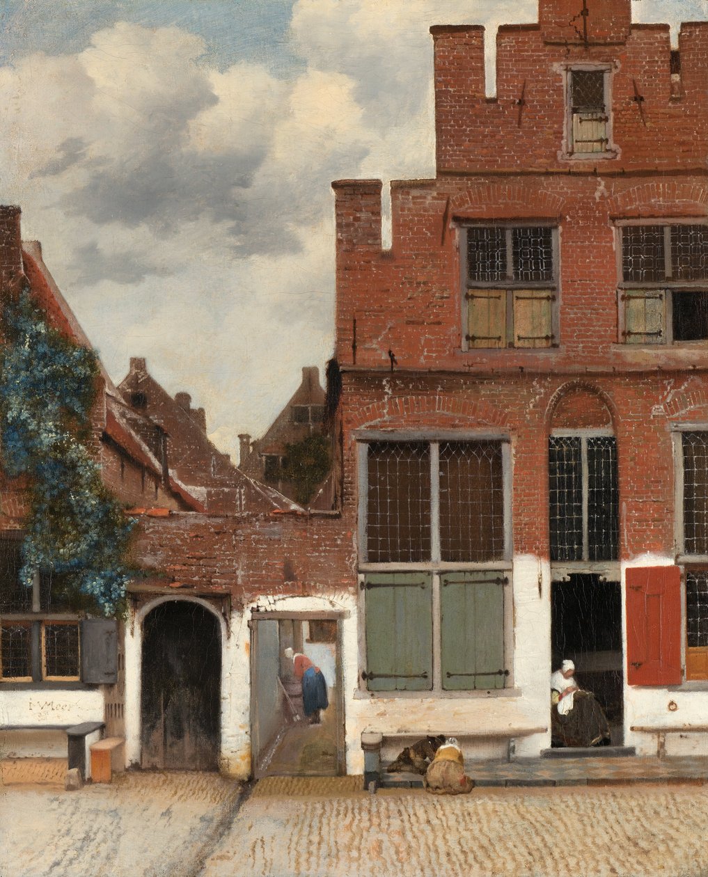 Utsikt over hus i Delft, kjent som Het Straatje av Jan Vermeer van Delft