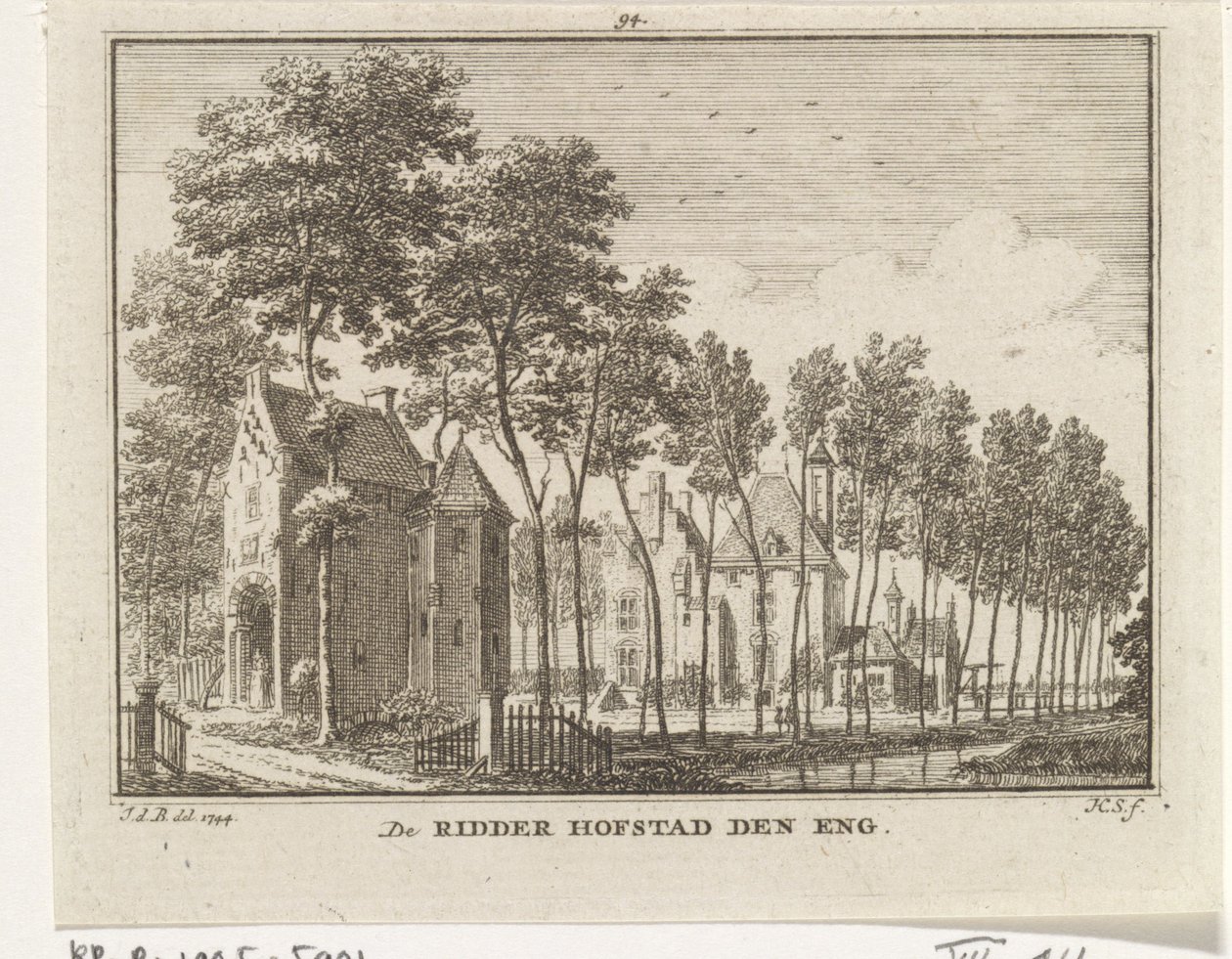 Utsikt over slottet Den Engh, Vleuten - 1773 av Jan de Beijer