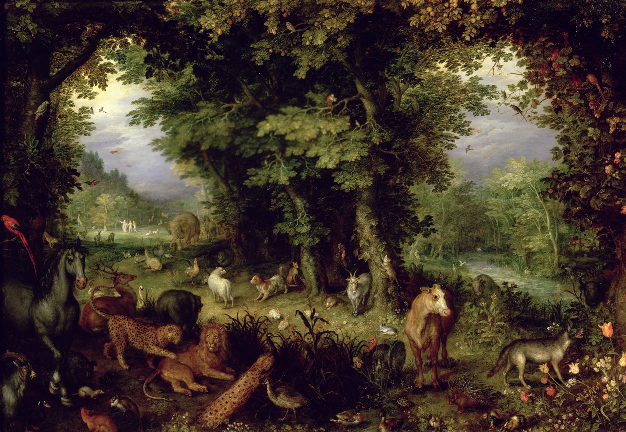Earth or The Earthly Paradise, 1607-08 (olje på kobber) av Jan the Elder Brueghel