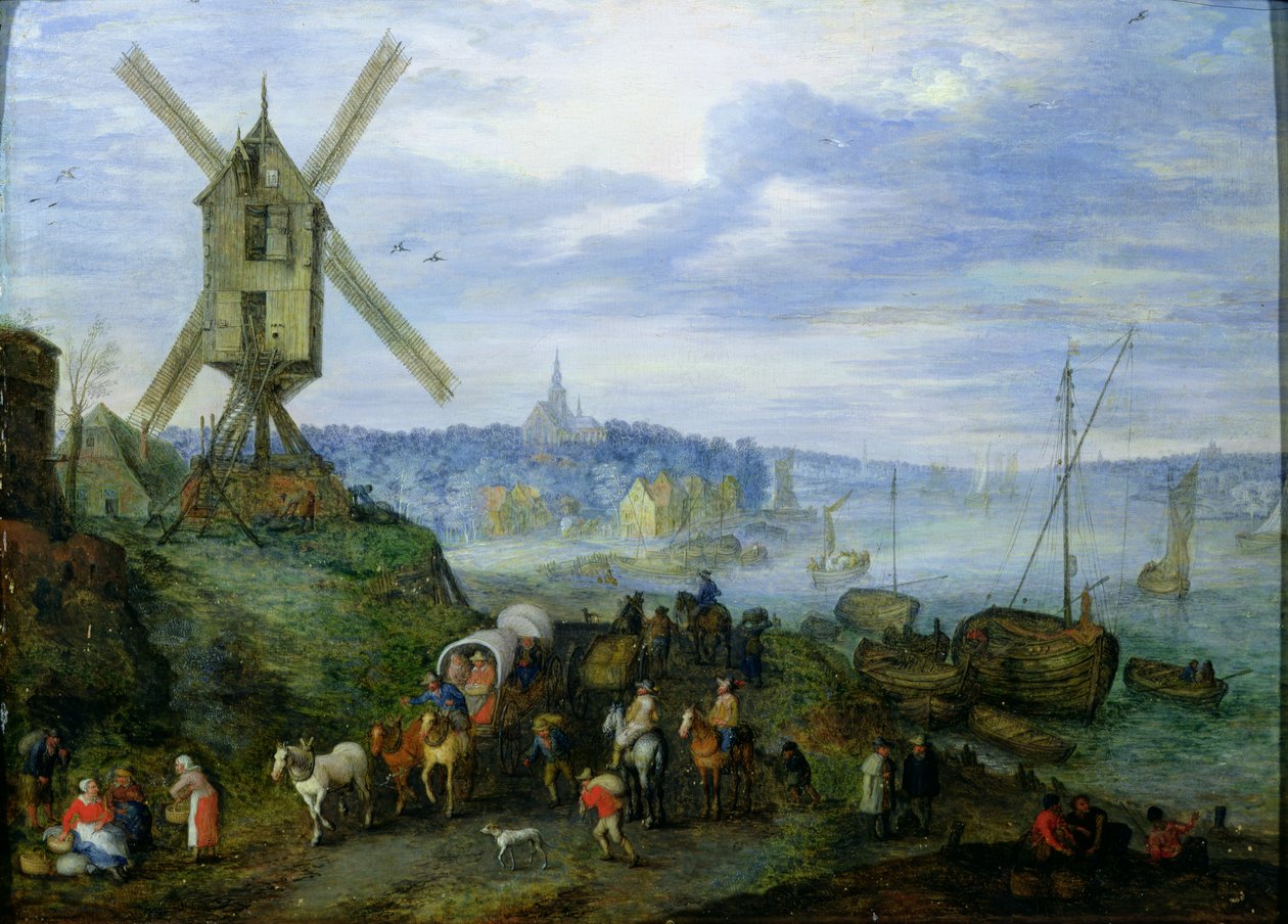 Elvelandskap av Jan the Elder Brueghel