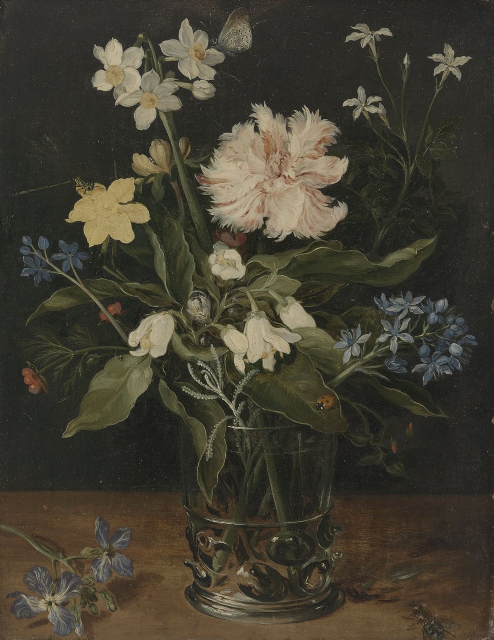 Stilleben med blomster i et glass, 1630 (olje på kobber) av Jan the Elder Brueghel