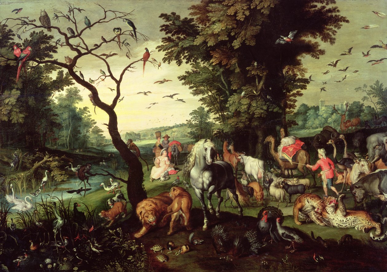 Dyrene som går inn i Noahs ark av Jan the Elder Brueghel