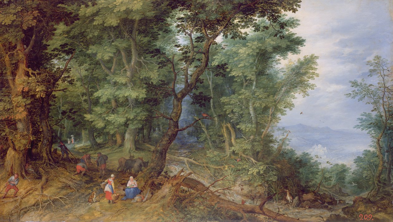 Wooded Landscape, eller The Rest on the Flight into Egypt, 1607 av Jan the Elder Brueghel
