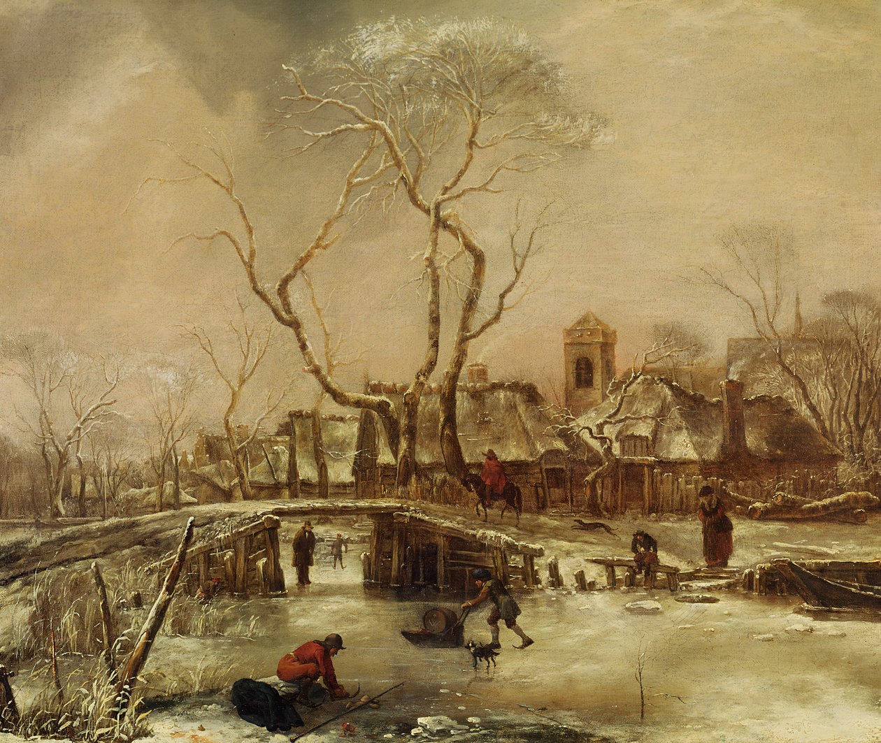 Vinterscene av Jan van de Capelle or Cappelle