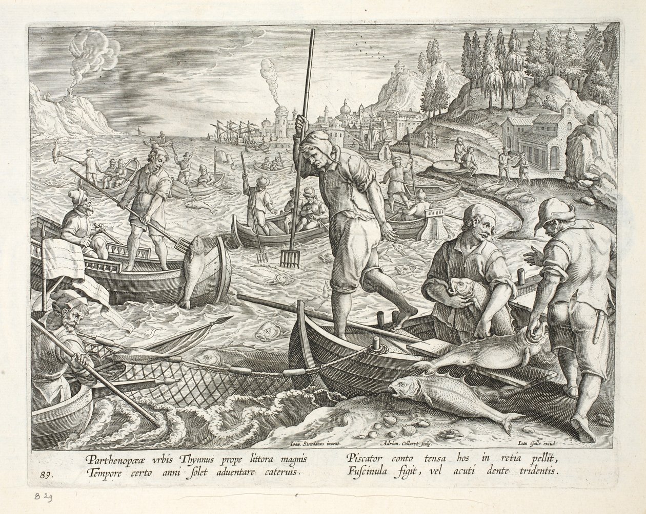 Fiske med garn og tridenter i Napolibukta, plate 89, illustrasjon fra 