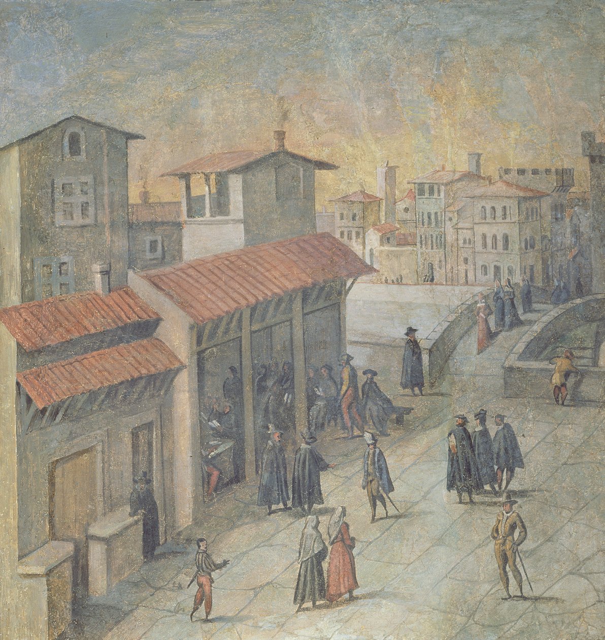 Ponte a Santa Trinita, Firenze, 1555 av Jan van der Straet